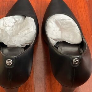 Michael Kors Black Heels with Silver "MK"